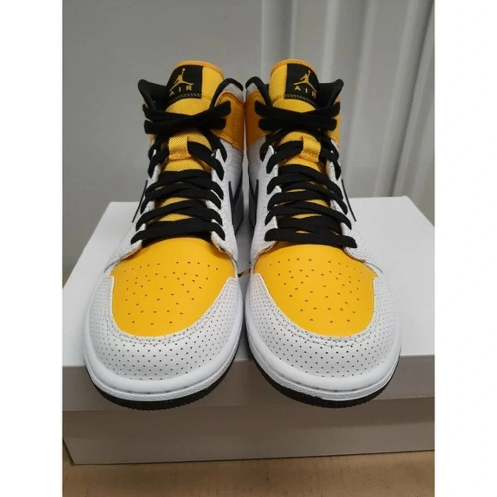 New Nike Air Jordan 1 Mid Perforated White University Gold [BQ6472-107 11.5W/10M